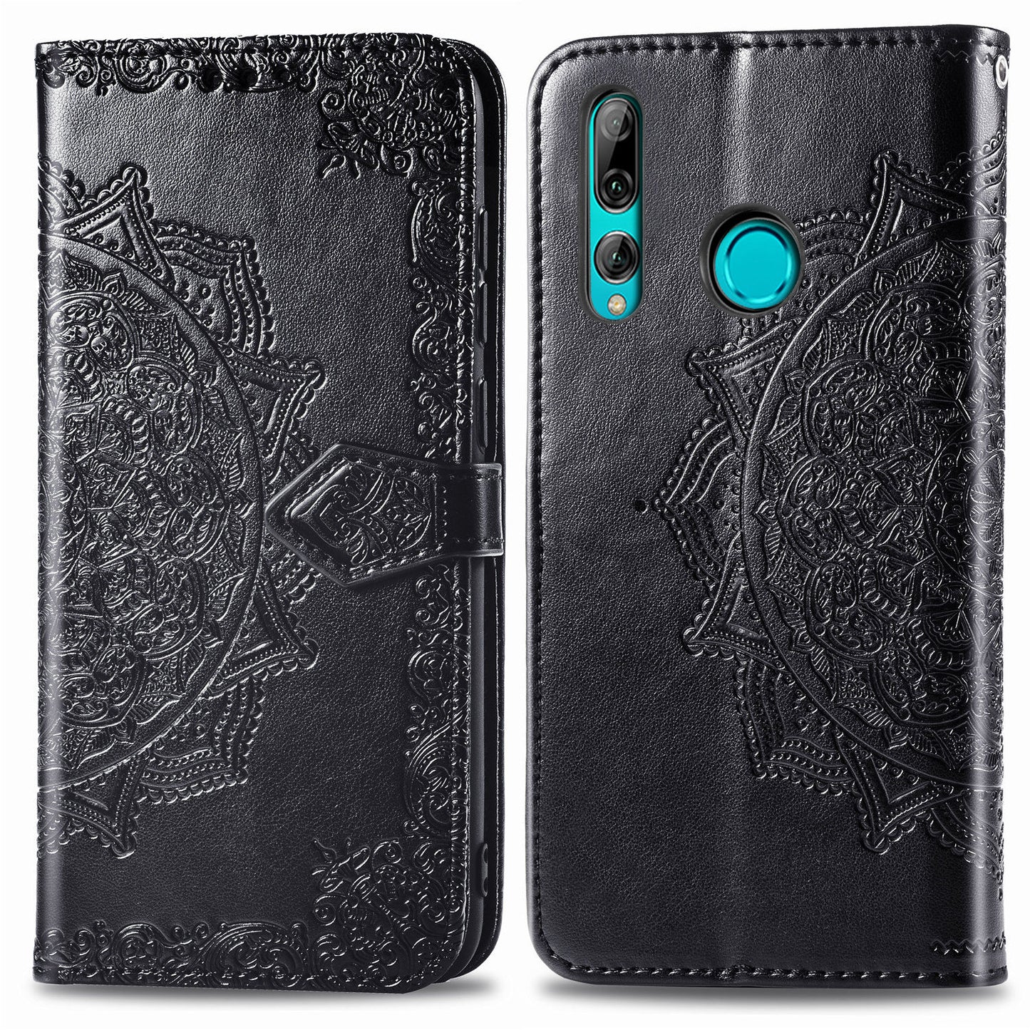 Embossed Mandala Flower Leather Wallet Phone Case for Huawei Honor 9X (Global)/ Y9 Prime 2019 / Enjoy 10 Plus