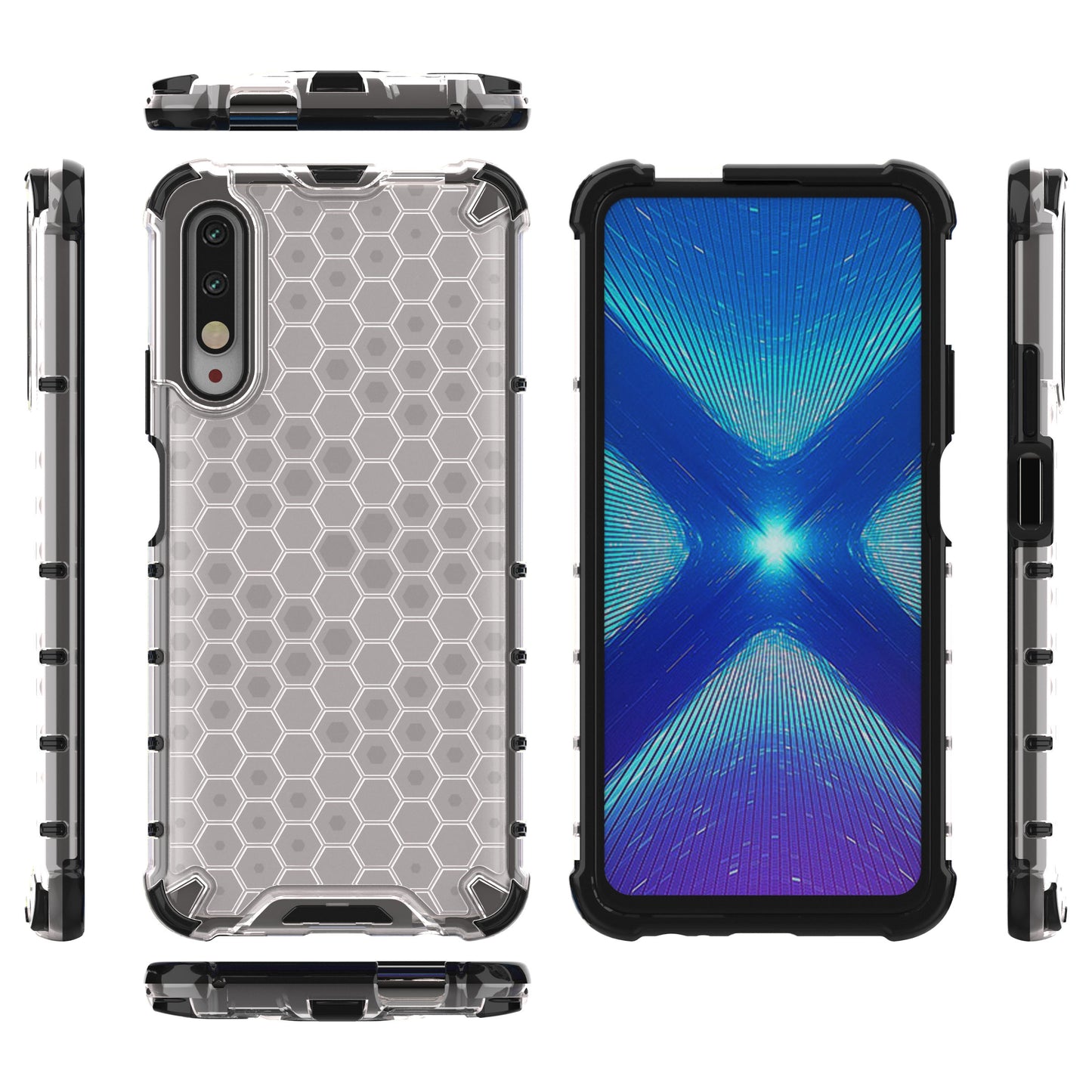 Honeycomb Pattern Shock-proof TPU + PC Hybrid Shell for Huawei Honor 9X (For China)/9X Pro