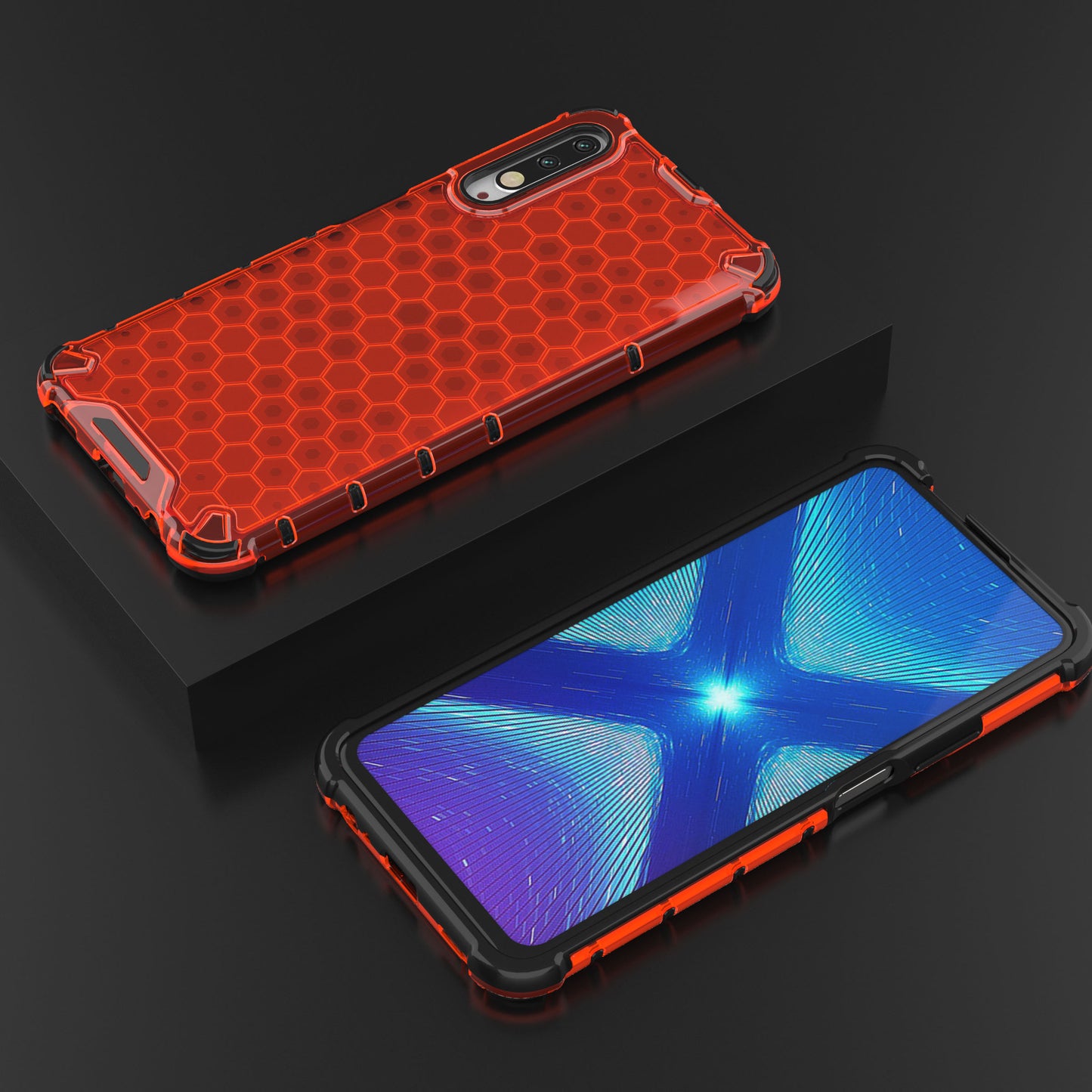 Honeycomb Pattern Shock-proof TPU + PC Hybrid Shell for Huawei Honor 9X (For China)/9X Pro