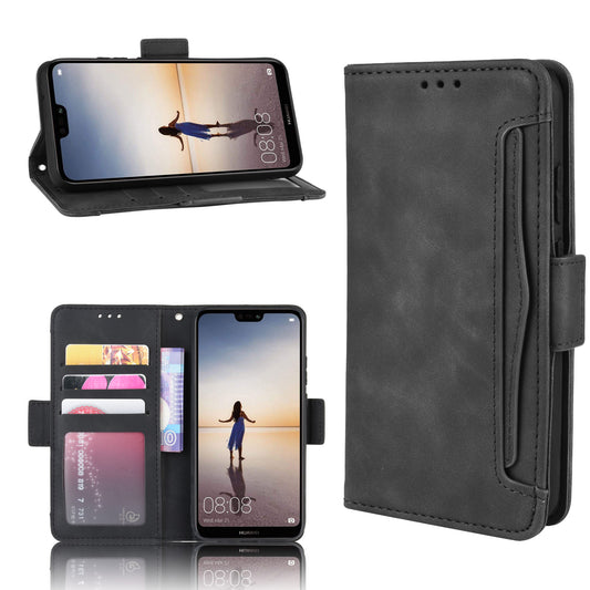 For Huawei P20 Lite (2018)/Nova 3e Protective Shell Leather Wallet Stand with Multiple Card Slots Phone Case