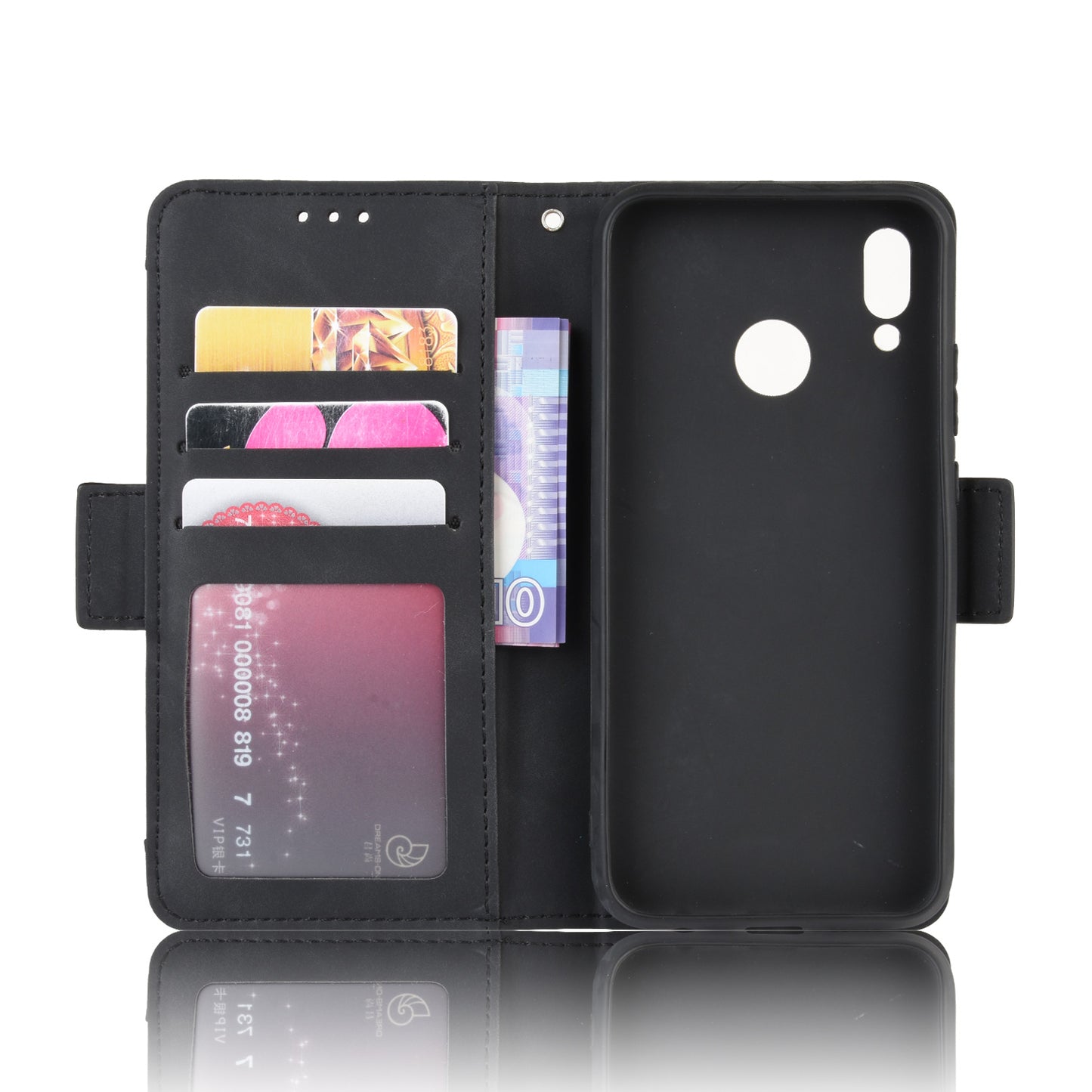 For Huawei P20 Lite (2018)/Nova 3e Protective Shell Leather Wallet Stand with Multiple Card Slots Phone Case