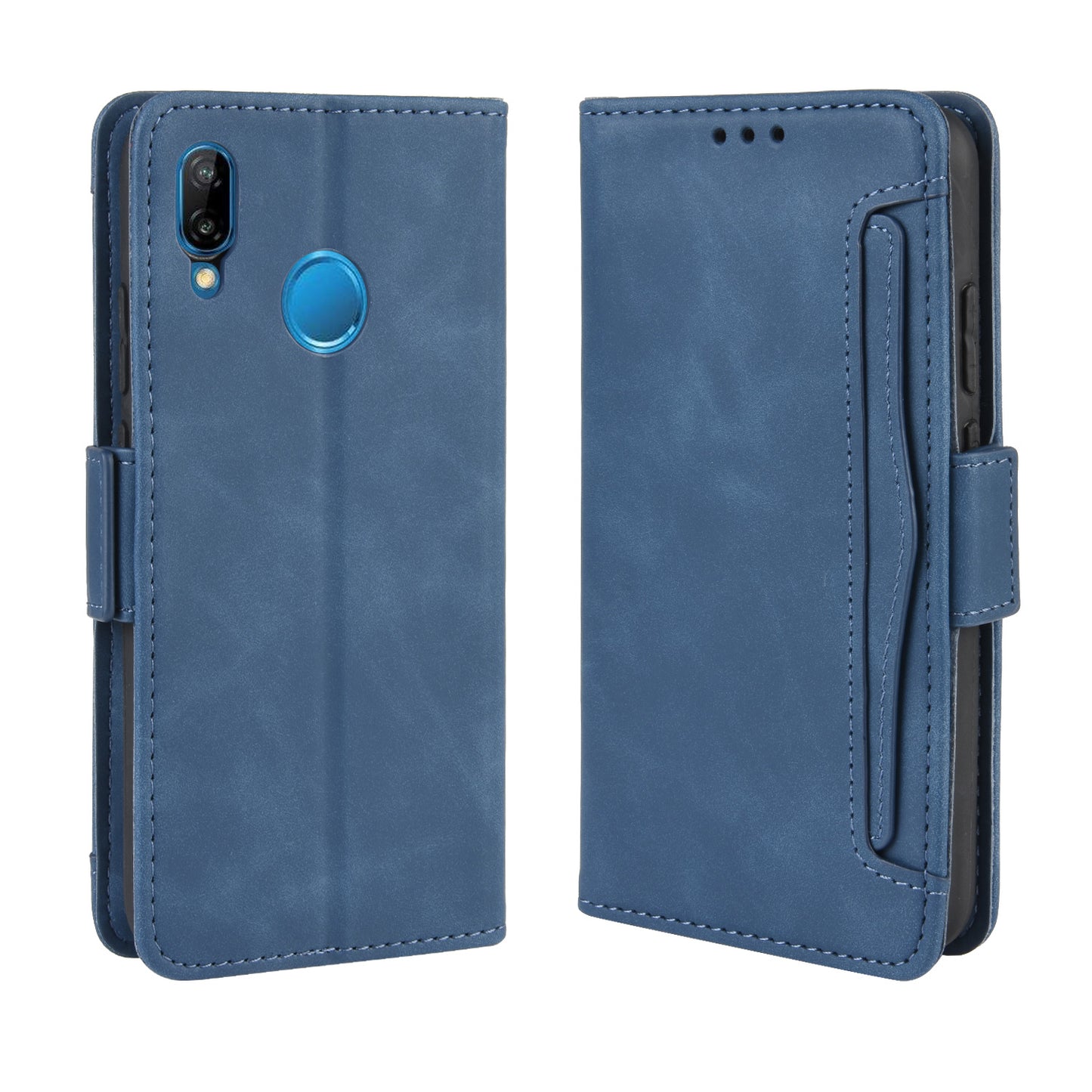 For Huawei P20 Lite (2018)/Nova 3e Protective Shell Leather Wallet Stand with Multiple Card Slots Phone Case