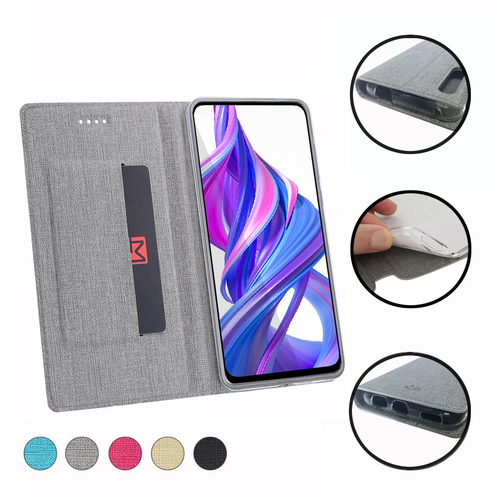 VILI DMX Cross Texture Leather Stand Case with Card Slot for Huawei Honor 9X (For China) / 9X Pro