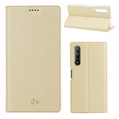 VILI DMX Cross Texture Leather Stand Case with Card Slot for Huawei Honor 9X (For China) / 9X Pro