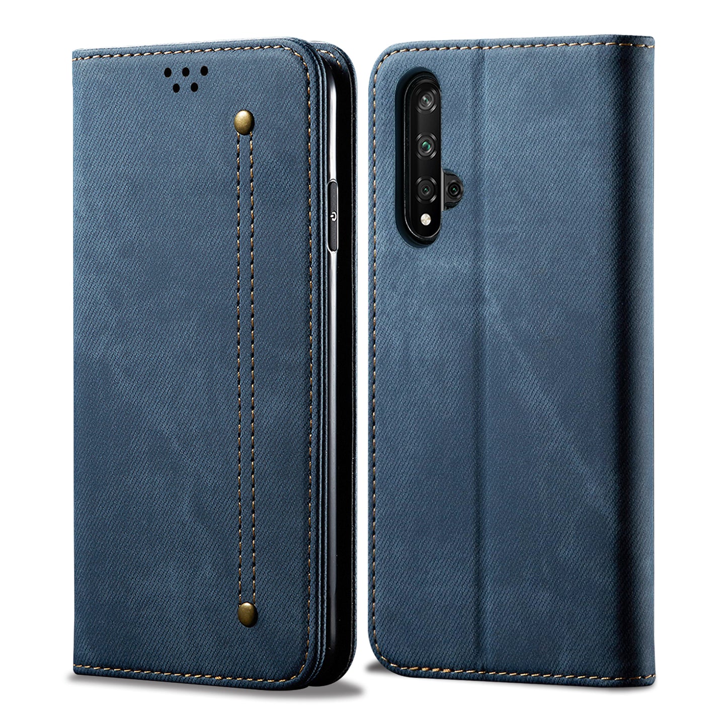 Retro Style Jeans Cloth Leather Wallet Case for Huawei Honor 20 / nova 5T