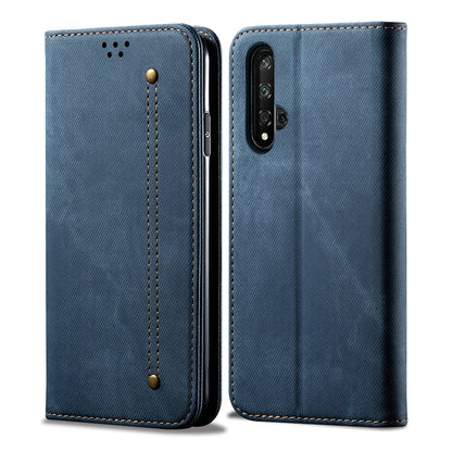 Retro Style Jeans Cloth Leather Wallet Case for Huawei Honor 20 / nova 5T