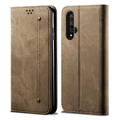 Retro Style Jeans Cloth Leather Wallet Case for Huawei Honor 20 / nova 5T