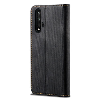 Retro Style Jeans Cloth Leather Wallet Case for Huawei Honor 20 / nova 5T