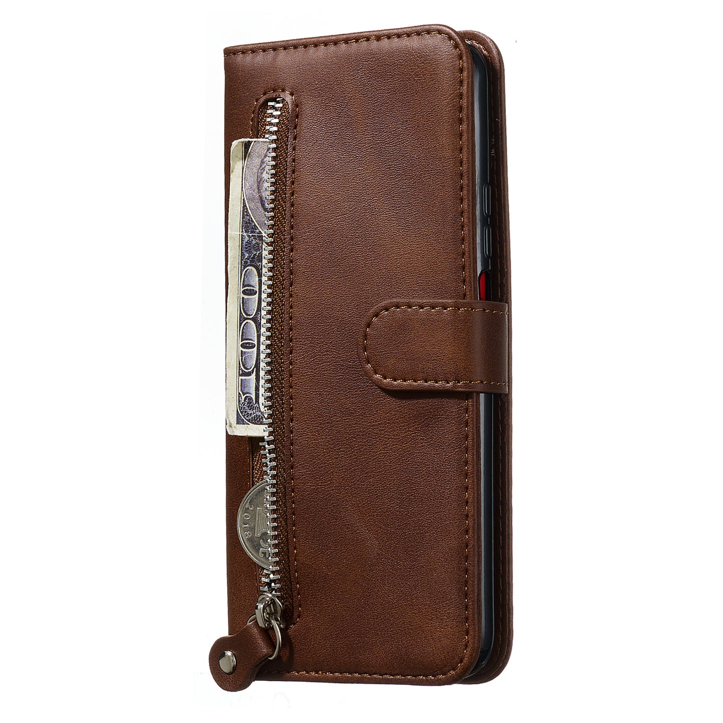 Zipper Pocket Wallet Stand Flip Leather Phone Cover for Huawei Honor 9X Pro/Honor 9X (For China)