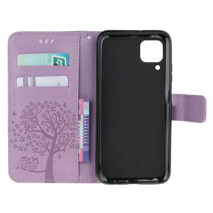 For Huawei P40 Lite/nova 7i/nova 6 SE Imprint Tree Owl Leather Wallet Stand Shell