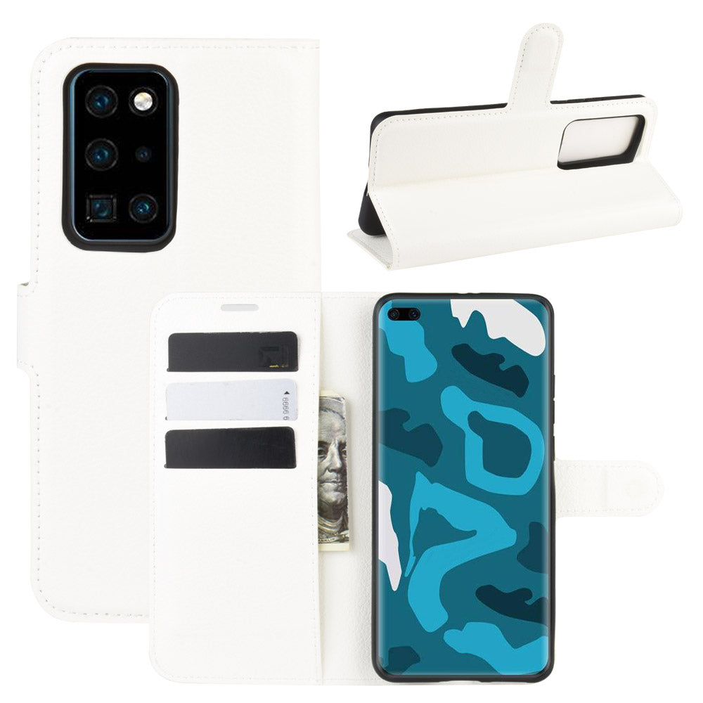 Litchi Texture Leather Wallet Stand Case Phone Shell for Huawei P40 Pro
