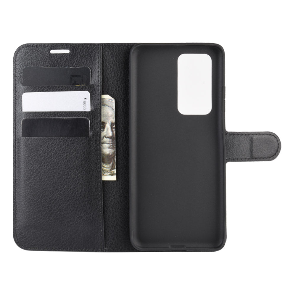 Litchi Texture Leather Wallet Stand Case Phone Shell for Huawei P40 Pro