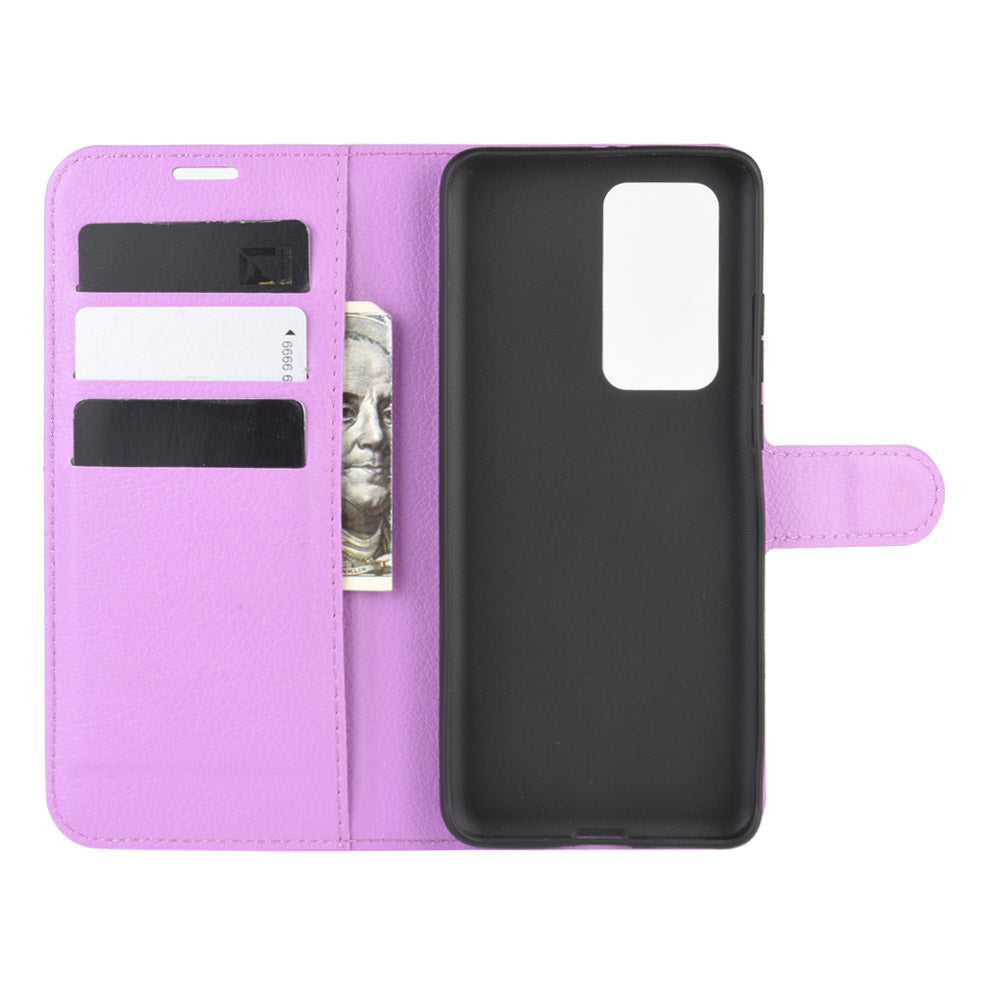 Litchi Texture Leather Wallet Stand Case Phone Shell for Huawei P40 Pro