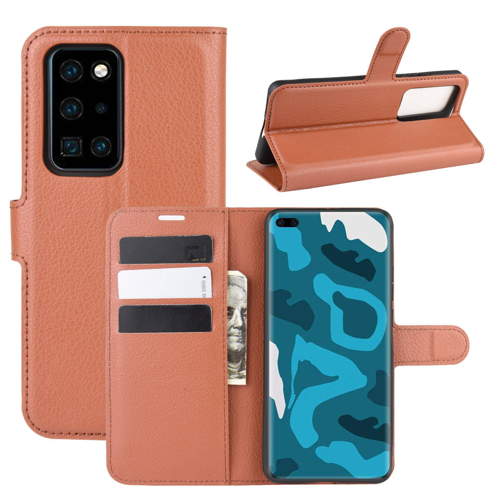 Litchi Texture Leather Wallet Stand Case Phone Shell for Huawei P40 Pro