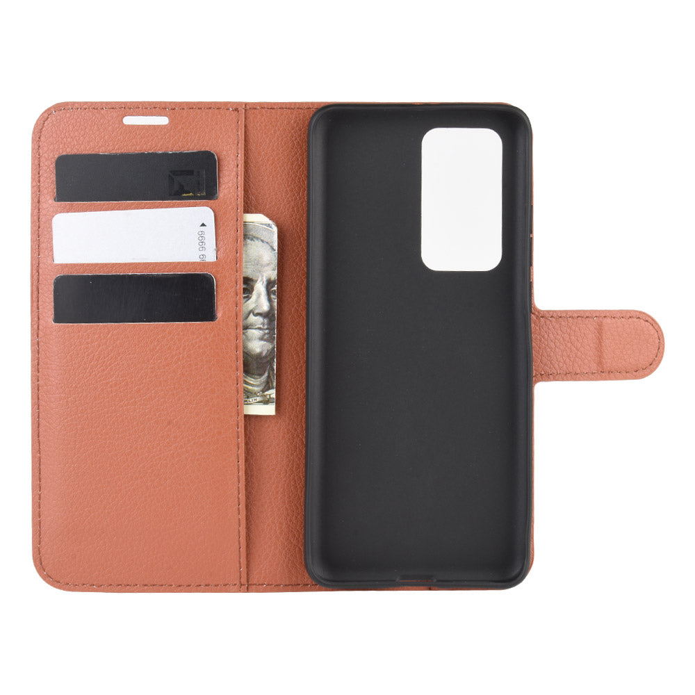 Litchi Texture Leather Wallet Stand Case Phone Shell for Huawei P40 Pro
