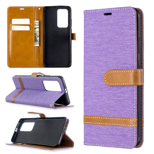 Assorted Color Jeans Cloth Leather Wallet Case for Huawei P40 Pro