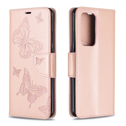 Imprint Butterfly Leather Stand Case with Card Slots for Huawei P40 Pro