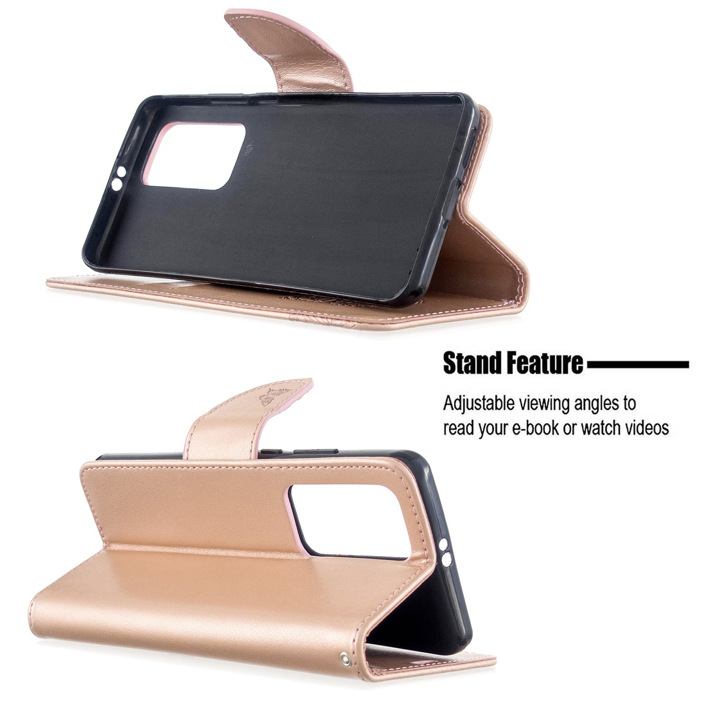 Imprint Butterfly Leather Stand Case with Card Slots for Huawei P40 Pro