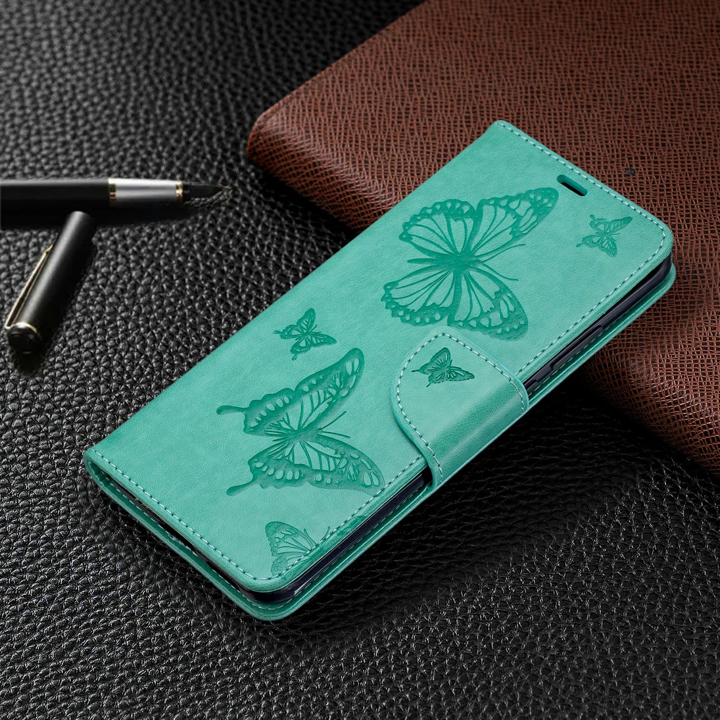 Imprint Butterfly Leather Stand Case with Card Slots for Huawei P40 Pro