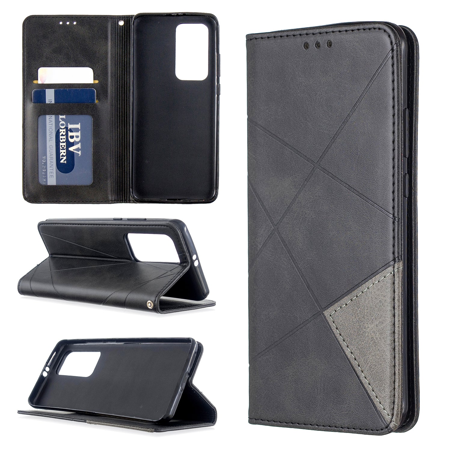 Geometric Pattern Stand Leather Card Holder Case for Huawei P40 Pro
