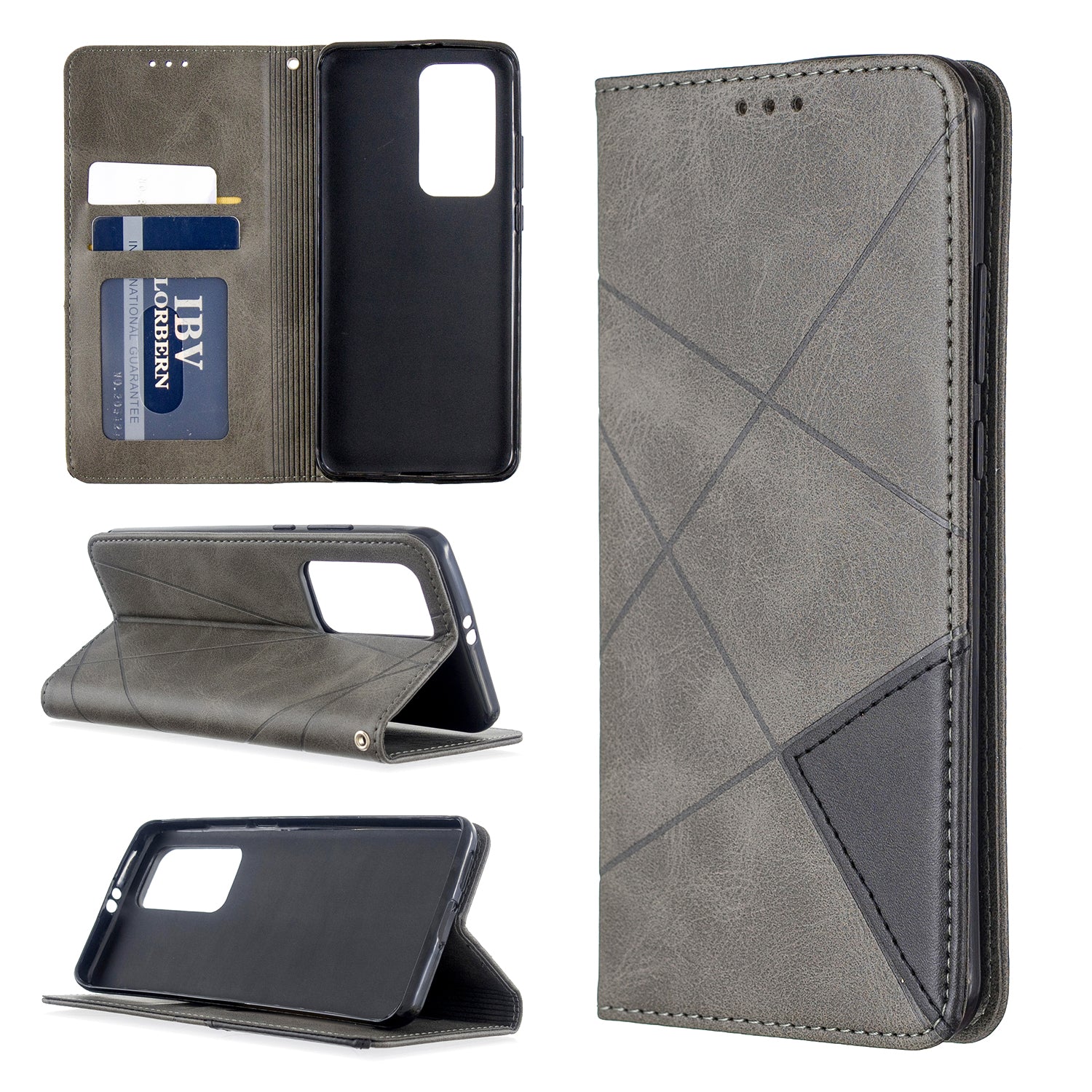 Geometric Pattern Stand Leather Card Holder Case for Huawei P40 Pro