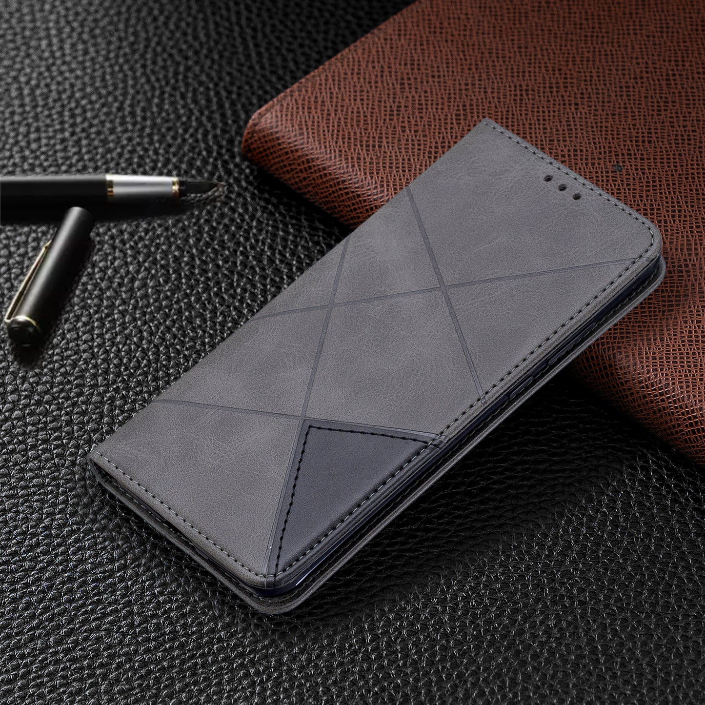 Geometric Pattern Stand Leather Card Holder Case for Huawei P40 Pro