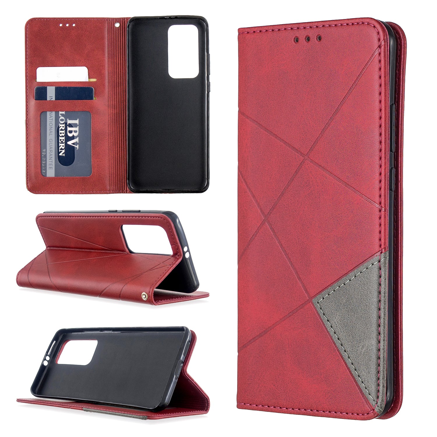 Geometric Pattern Stand Leather Card Holder Case for Huawei P40 Pro
