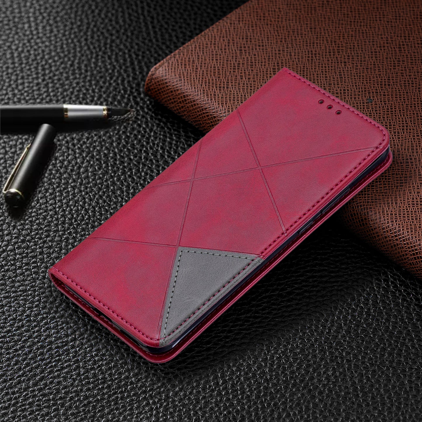 Geometric Pattern Stand Leather Card Holder Case for Huawei P40 Pro