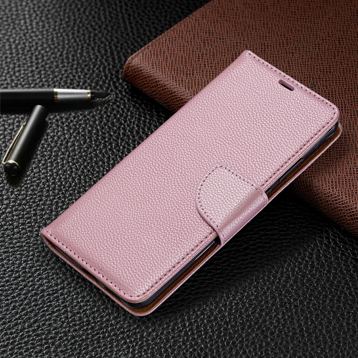 Litchi Skin Wallet Leather Stand Case for Huawei P40 Pro