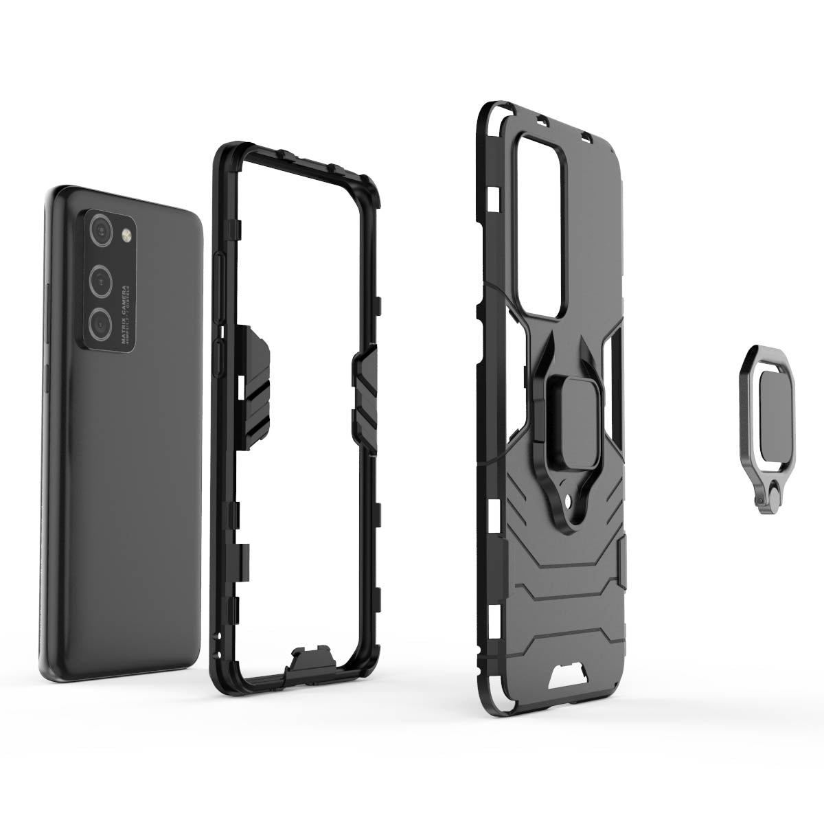 Cool Guard Ring Holder PC TPU Hybrid Cover for Huawei P40 Pro