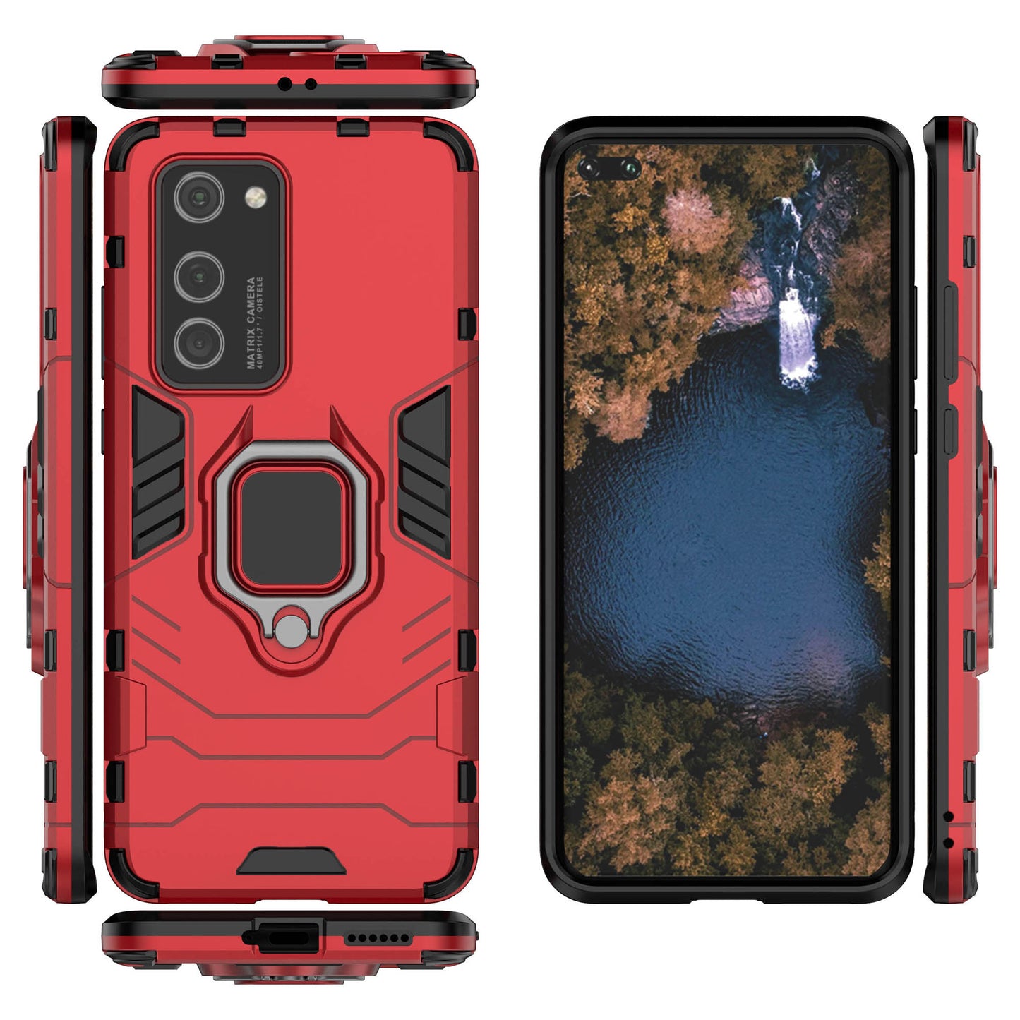 Cool Guard Ring Holder PC TPU Hybrid Cover for Huawei P40 Pro