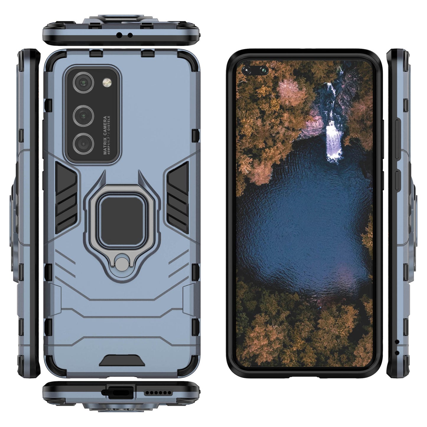 Cool Guard Ring Holder PC TPU Hybrid Cover for Huawei P40 Pro
