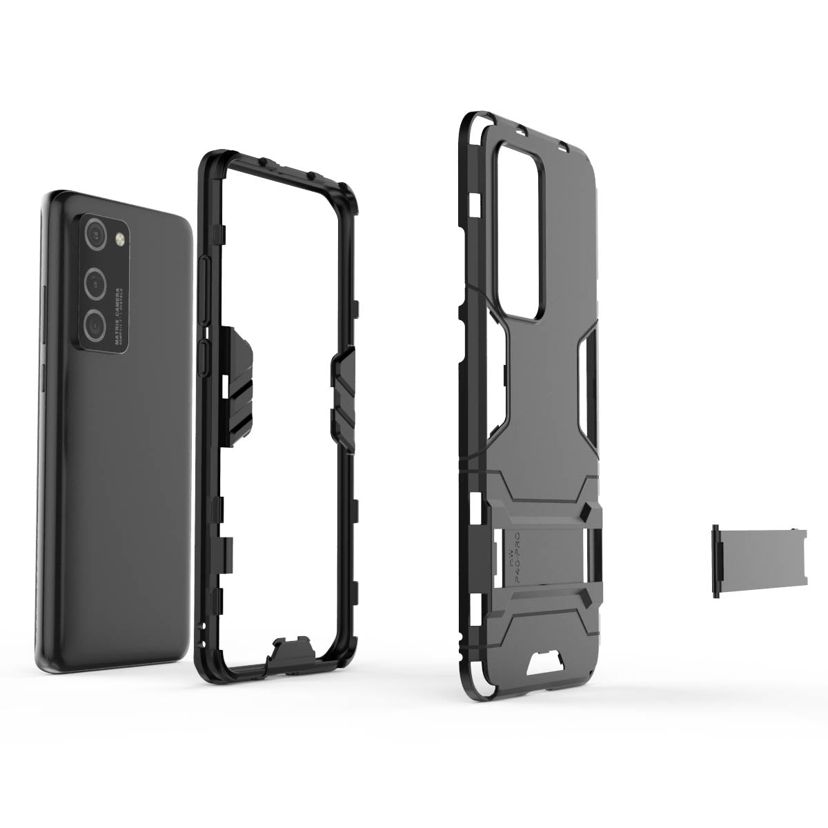 2-in-1 Plastic + TPU Kickstand Phone Shell Cover for Huawei P40 Pro