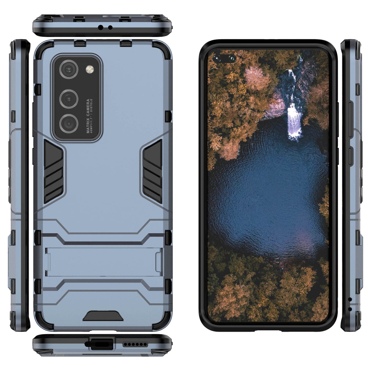 2-in-1 Plastic + TPU Kickstand Phone Shell Cover for Huawei P40 Pro