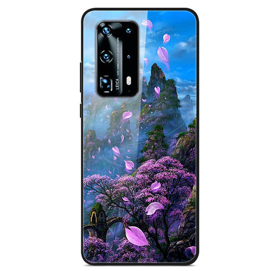 Printing Surface Tempered Glass+TPU+PC Stylish Phone Cover for Huawei P40 Pro