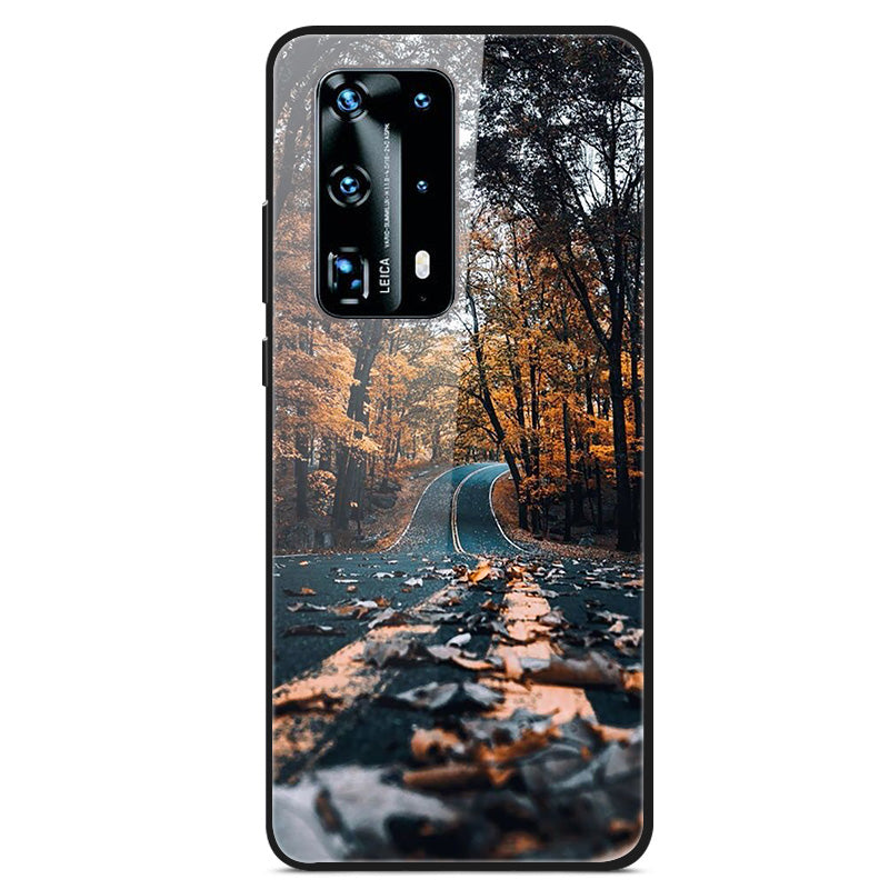 Printing Surface Tempered Glass+TPU+PC Stylish Phone Cover for Huawei P40 Pro