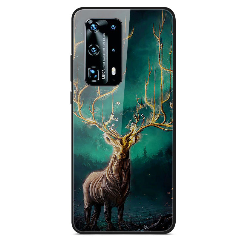 Printing Surface Tempered Glass+TPU+PC Stylish Phone Cover for Huawei P40 Pro