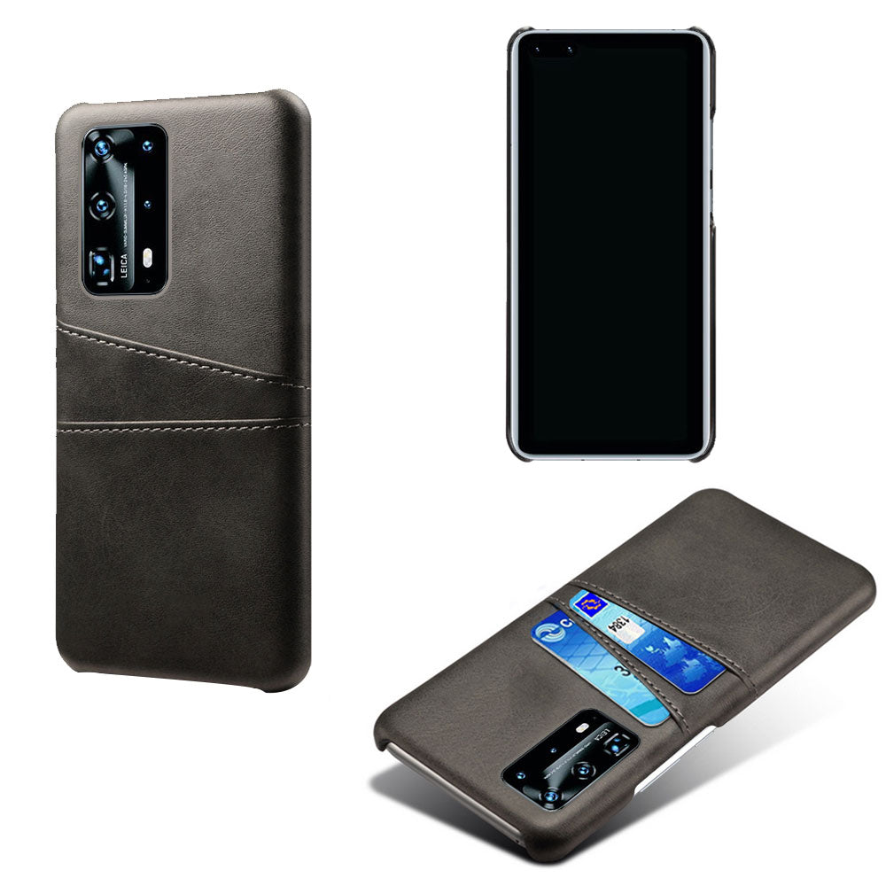 With Dual Card Slots PU Leather Coated PC Shell for Huawei P40 Pro