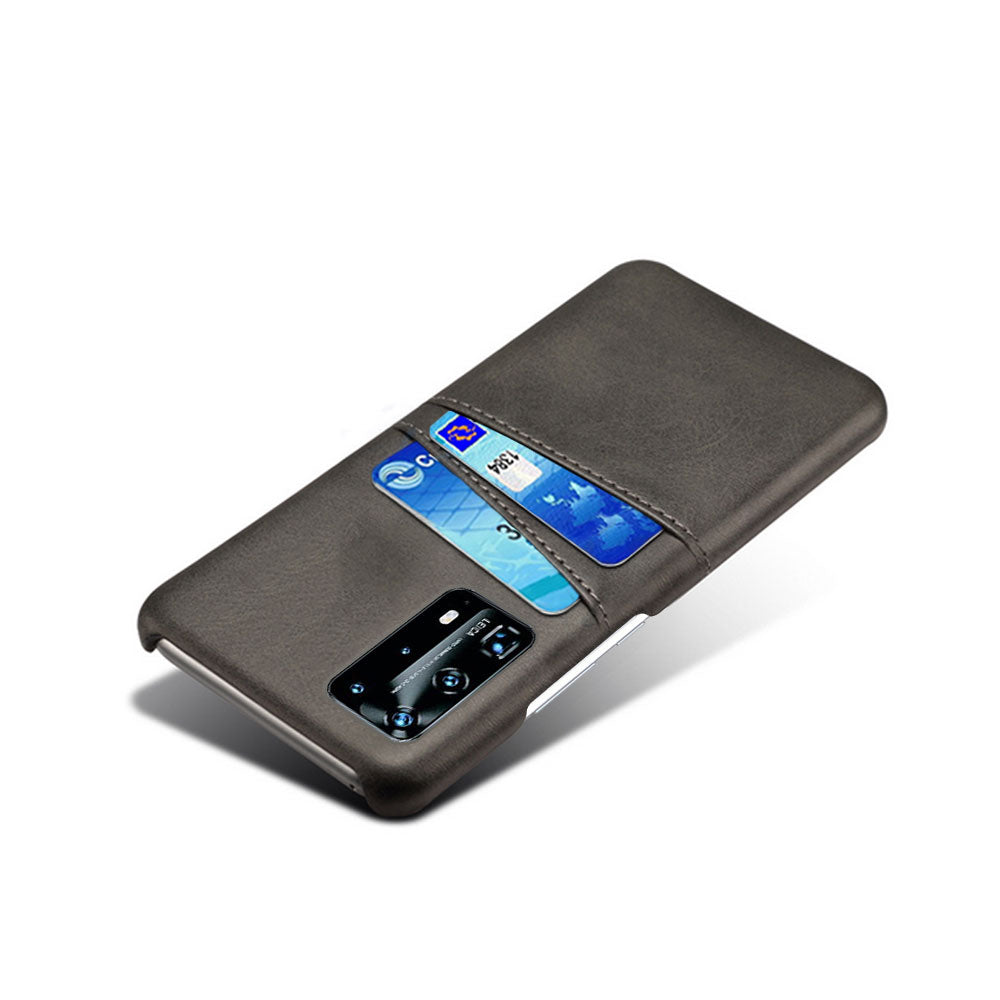 With Dual Card Slots PU Leather Coated PC Shell for Huawei P40 Pro