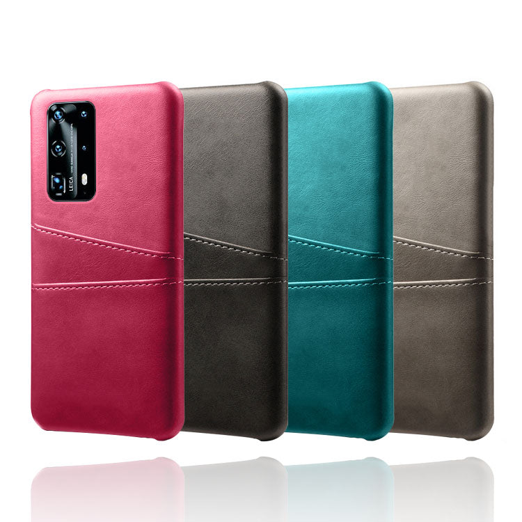 With Dual Card Slots PU Leather Coated PC Shell for Huawei P40 Pro