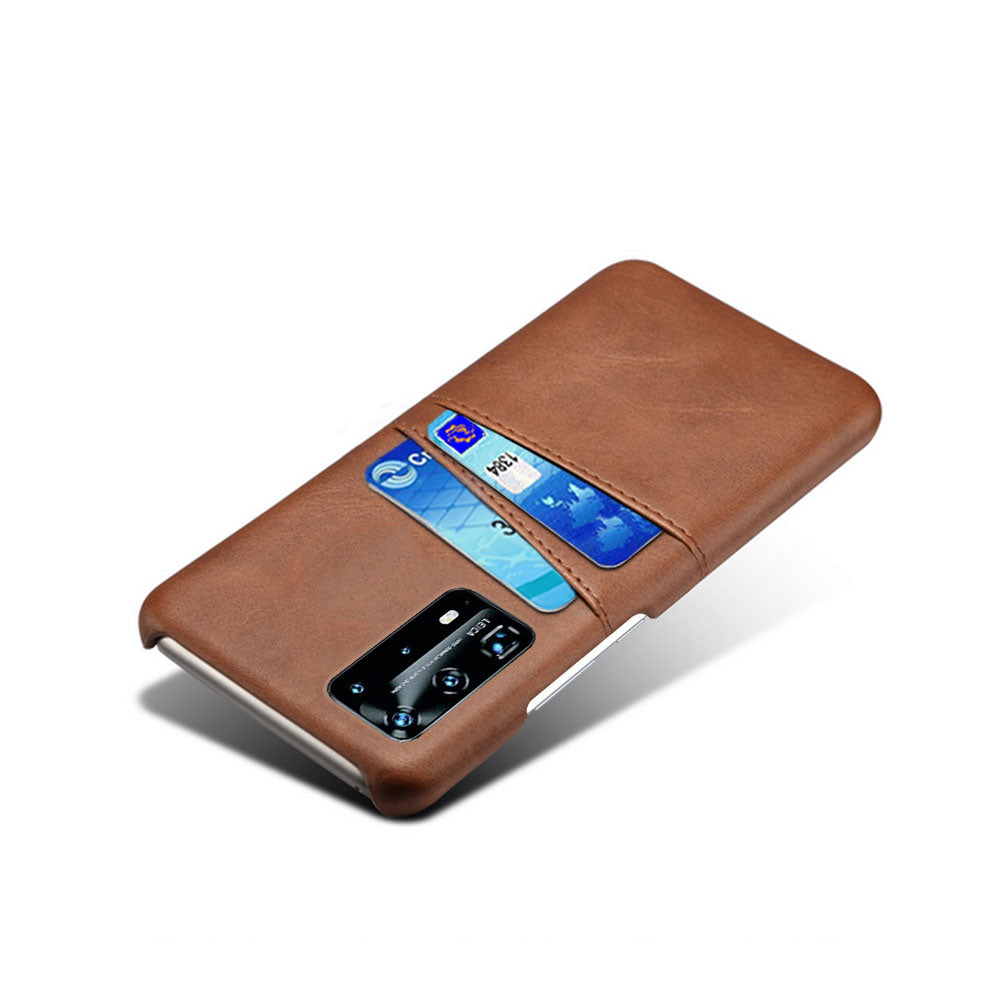 With Dual Card Slots PU Leather Coated PC Shell for Huawei P40 Pro