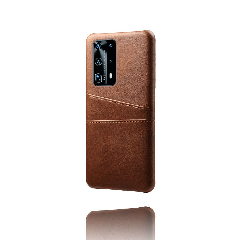 With Dual Card Slots PU Leather Coated PC Shell for Huawei P40 Pro