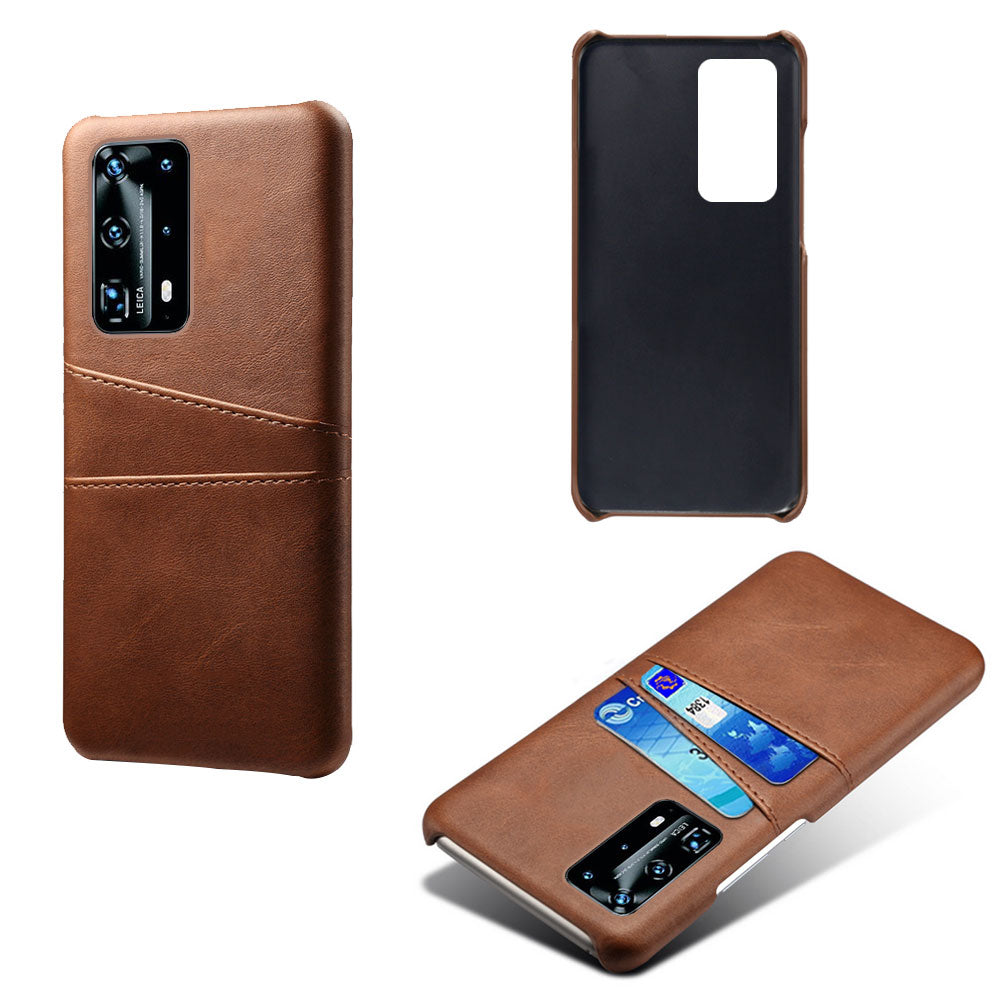 With Dual Card Slots PU Leather Coated PC Shell for Huawei P40 Pro