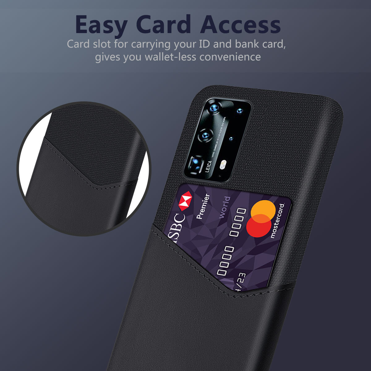 Cloth + PU Leather Coated PC Protection Case with Card Slot for Huawei P40 Pro