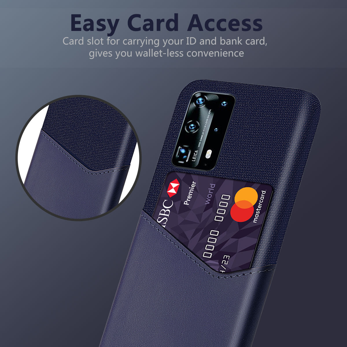 Cloth + PU Leather Coated PC Protection Case with Card Slot for Huawei P40 Pro