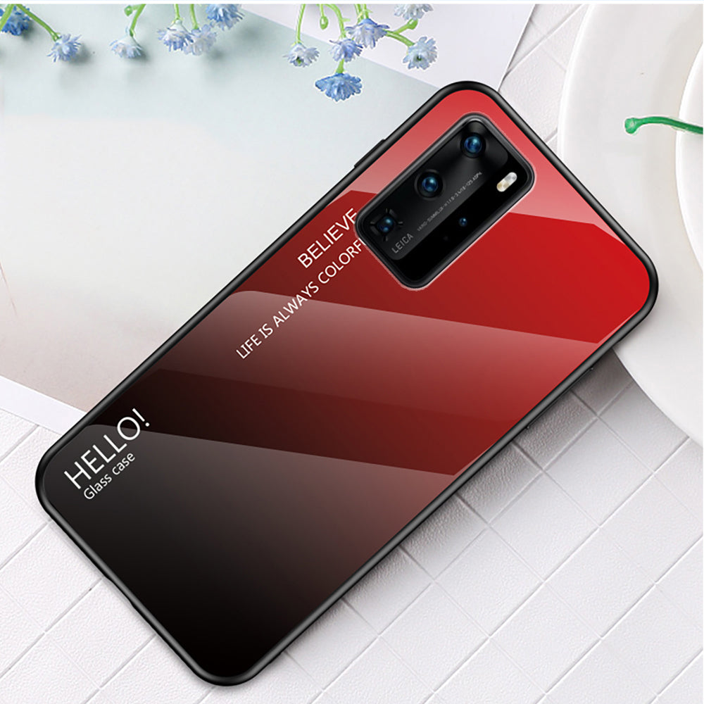 Gradient Color Tempered Glass + PC + TPU Hybrid Case for Huawei P40 Pro