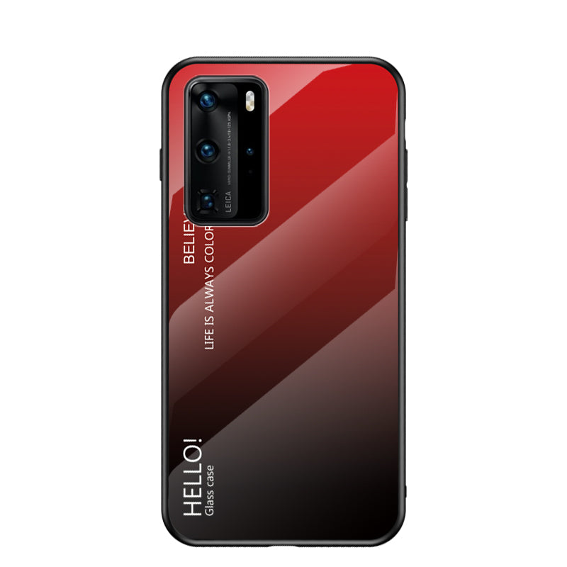 Gradient Color Tempered Glass + PC + TPU Hybrid Case for Huawei P40 Pro