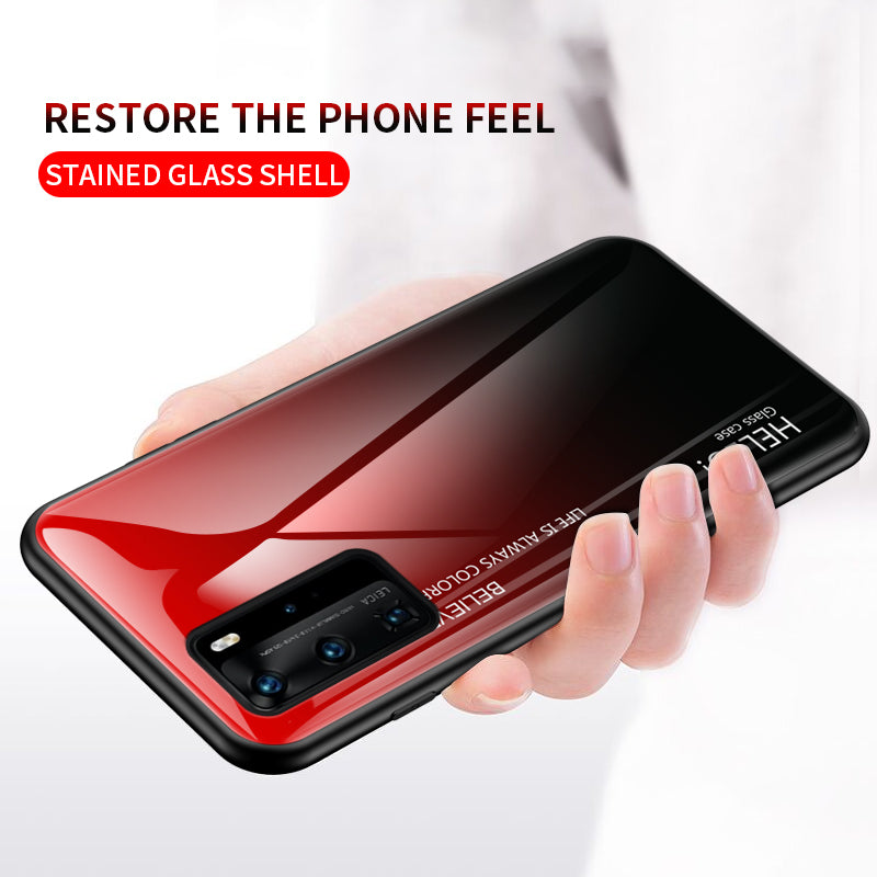 Gradient Color Tempered Glass + PC + TPU Hybrid Case for Huawei P40 Pro