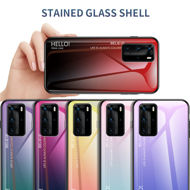 Gradient Color Tempered Glass + PC + TPU Hybrid Case for Huawei P40 Pro