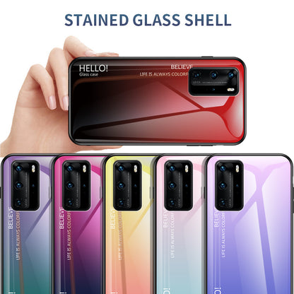 Gradient Color Tempered Glass + PC + TPU Hybrid Case for Huawei P40 Pro